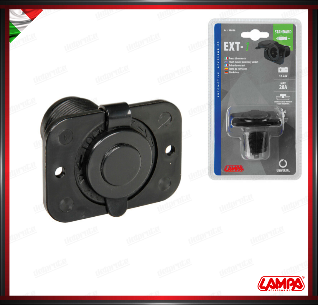 EXT-1 PRESA DI CORRENTE ACCENDISIGARI AD INCASSO LAMPA UNIVERSALE - 12/24V