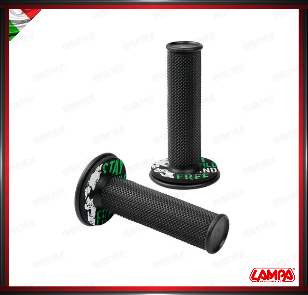 DONUT OFF-ROAD GRIPS MANOPOLE NERO VERDE UNIVERSALI MOTO SCOOTER CROSS ADVENTURE