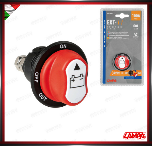 EXT-11 LAMPA INTERRUTTORE STACCA BATTERIA A 3 POSIZIONI - 12/32V IMPERMEABILE