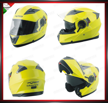 CASCO MODULARE MOTO DOPPIA VISIERA INTERNA PARASOLE FLUO OMOLOGATO ECE 22-05