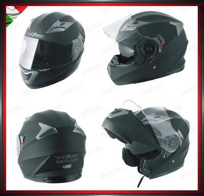 CASCO MODULARE MOTO DOPPIA VISIERA INTERNA PARASOLE NERO OPACO OMOLOGATO ECE 22-05