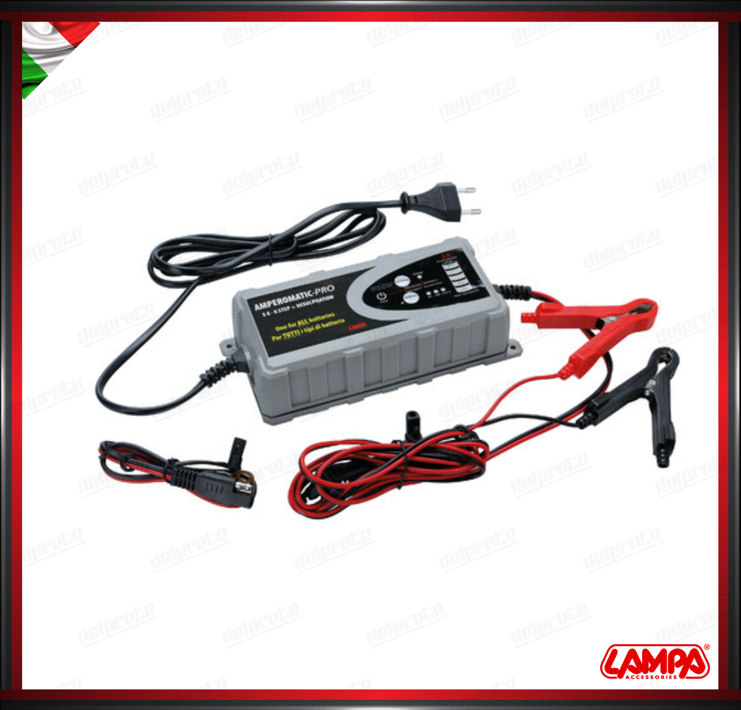 CARICATORE MANTENITORE PER BATTERIE AMPEROMATIC PRO LAMPA 12V - 5A CARICABATTERIE INTELLIGENTE