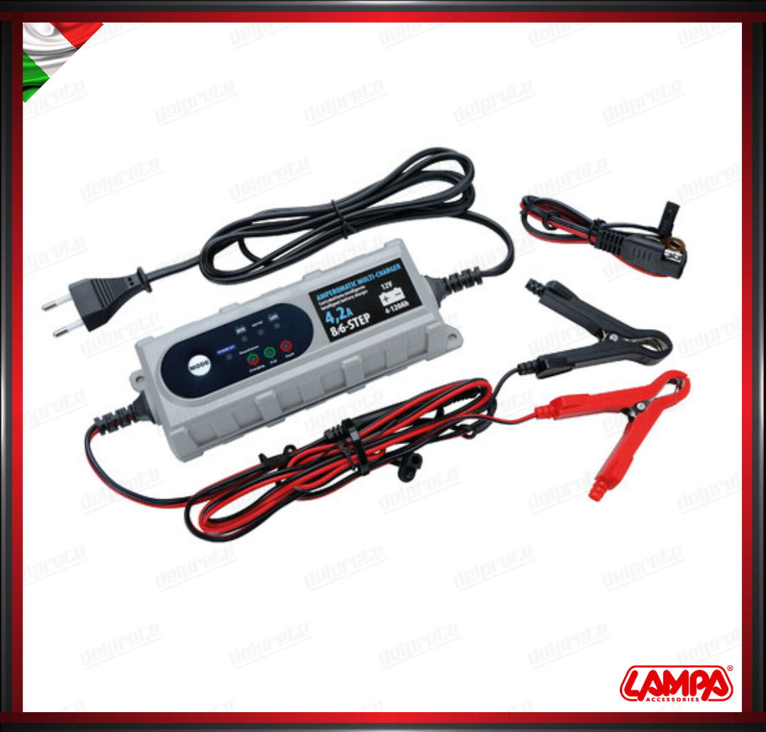 CARICATORE PER BATTERIE MULTI-CHARGER LAMPA 12V - 5A CARICABATTERIE INTELLIGENTE