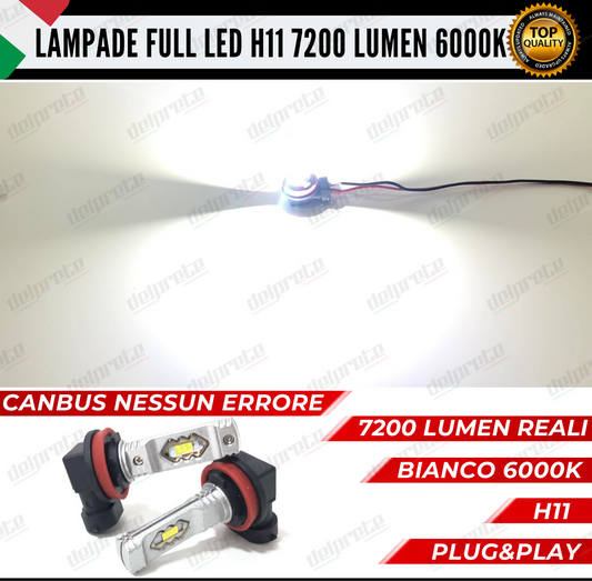 COPPIA LAMPADE H11 LED BIANCO 7200 LUMEN CANBUS 6000K CONSIGLIATE FENDINEBBIA