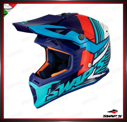 CASCO ENDURO CROSS - SWAPS BLUR S818 BLU ROSSO LUCIDO