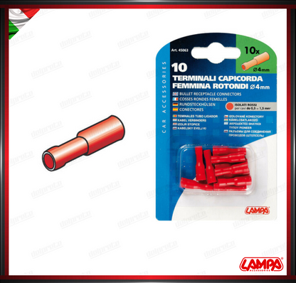 KIT 10 CAPICORDA FASTOM FEMMINA ROTONDI LAMPA - ROSSO