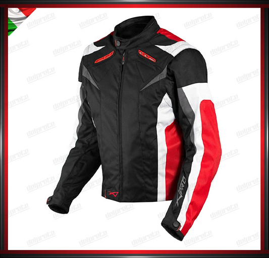 GIACCA MOTO DONNA ROSSO IN CORDURA MANICHE STACCABILE PROTEZIONI OMOLOGATE CE