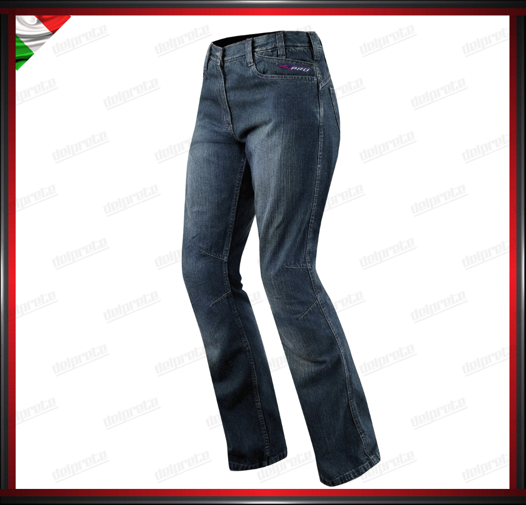 JEANS MOTO DA DONNA 100% COTONE PROTEZIONI CE GINOCCHIO FIANCHI IMBOTTITI