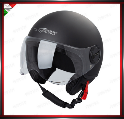 CASCO JET CITY MOTO SCOOTER NERO OPACO VISIERA SAGOMATA OMOLOGATO ECE 22-05