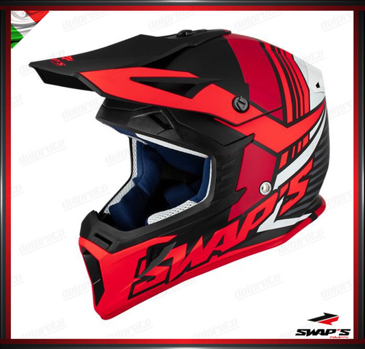 CASCO ENDURO CROSS - SWAPS BLUR S818 NERO ROSSO OPACO