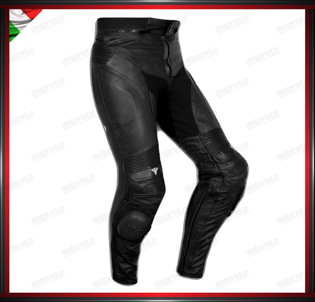 PANTALONI MOTO IN PELLE TECNICO SPORTIVO SPORT SLIDER NERO PROTEZIONI CE CURSORI REMOVIBILI