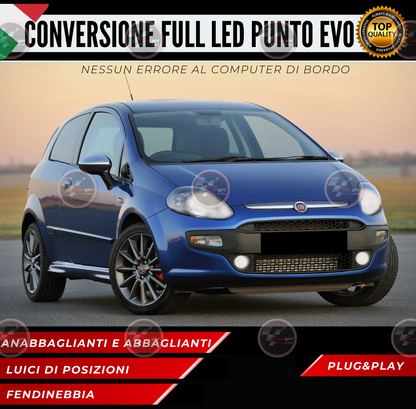 KIT FULL LED PUNTO EVO 12000LM ANABBAGLIANTI ABB- FENDINEBBIA POSIZIONI 6000K