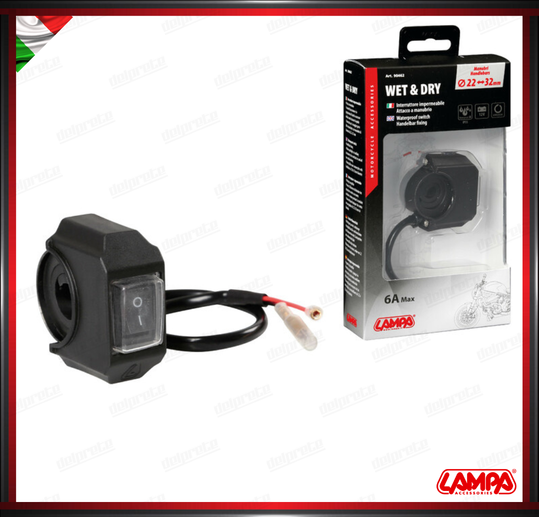 INTERRUTTORE ON OFF MANUBRIO UNIVERSALE MOTO IMPERMEABILE LAMPA - 12V 6A