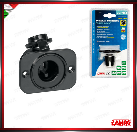 EXT-10 LAMPA DOPPIA PRESA DI CORRENTE SAFE LOCK  MONTAGGIO AD INCASSO - 12/24V IMPERMEABILE