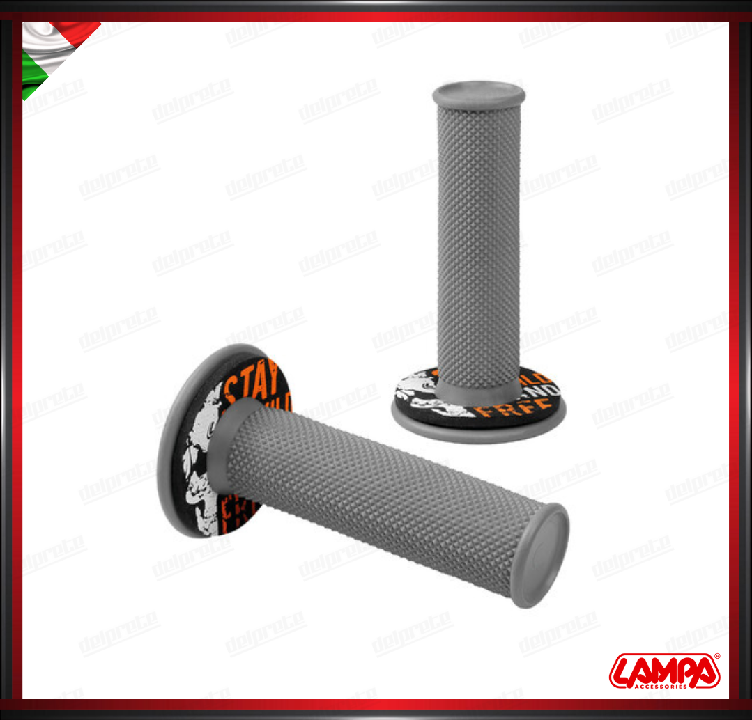 DONUT OFF-ROAD GRIPS MANOPOLE GRIGIO ARANCIONE UNIVERSALI MOTO SCOOTER CROSS ADVENTURE