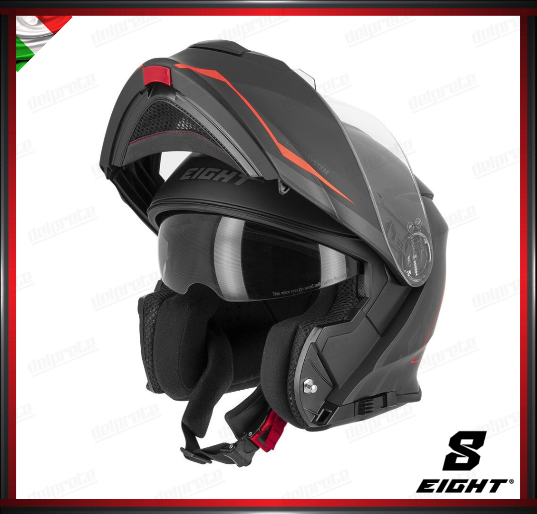 CASCO MODULARE - EIGHT DUAL FACE S550 NERO ROSSO OPACO + PINLOCK