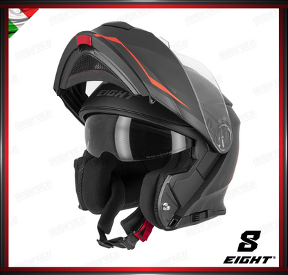 CASCO MODULARE - EIGHT DUAL FACE S550 NERO ROSSO OPACO + PINLOCK