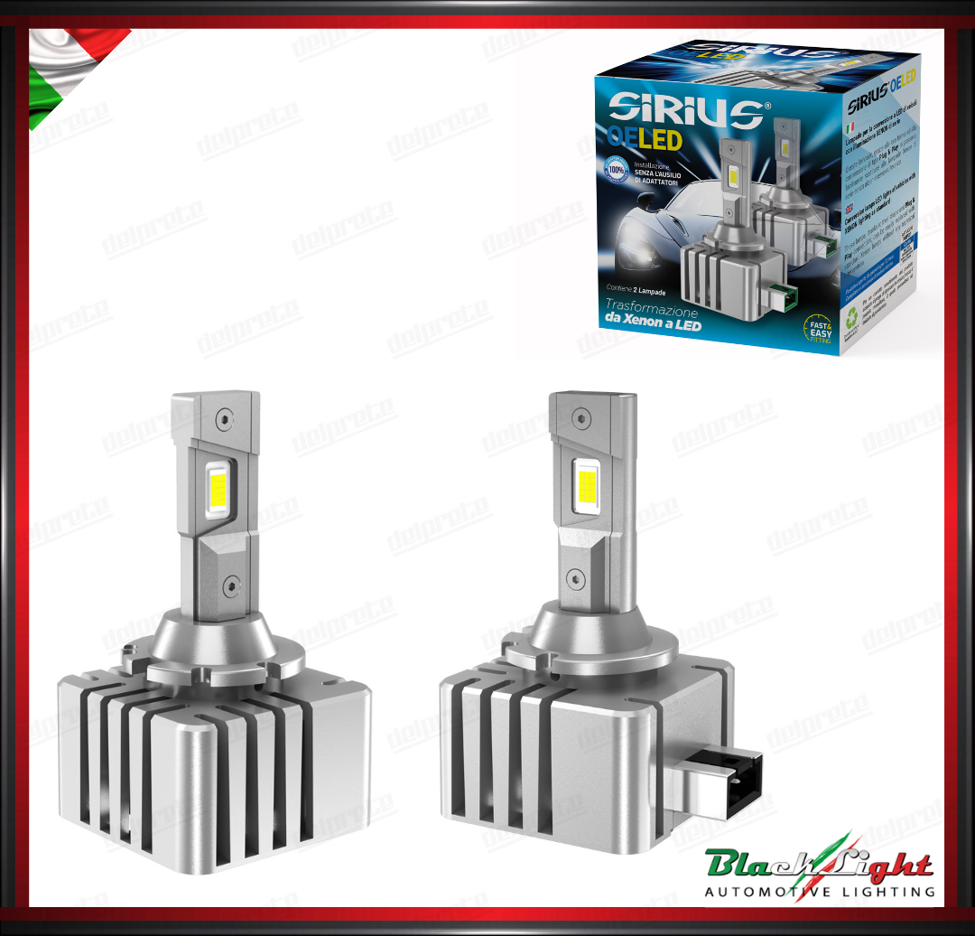 KIT LED D1S D1R SIRIUS 12V 6000K 9000 LUMEN PLUG-IN DA XENON A LED - SERIE OELED XL D1 HLG