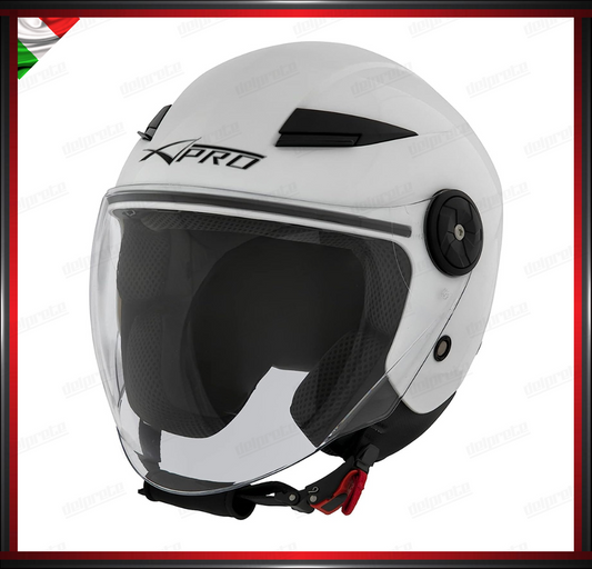 CASCO JET CITY MOTO SCOOTER BIANCO CON VISIERA LUNGA OMOLOGATO ECE 22-05