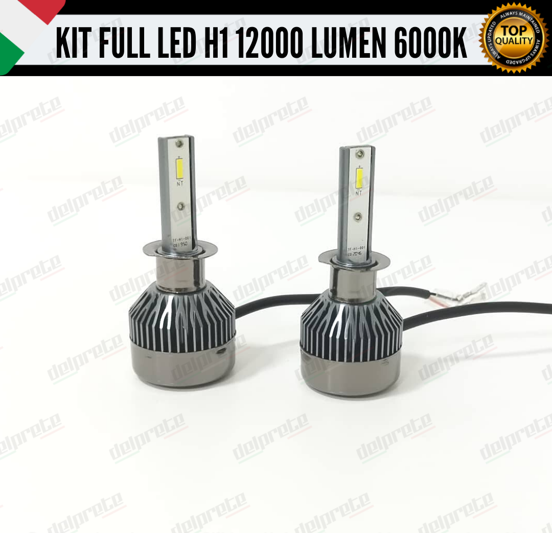 KIT FULL LED H1 12000 LUMEN CANBUS 6000K BIANCO PER FARI A PARABOLA 100% NOERROR