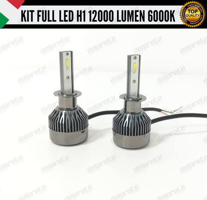 KIT FULL LED H1 12000 LUMEN CANBUS 6000K BIANCO PER FARI A PARABOLA 100% NOERROR