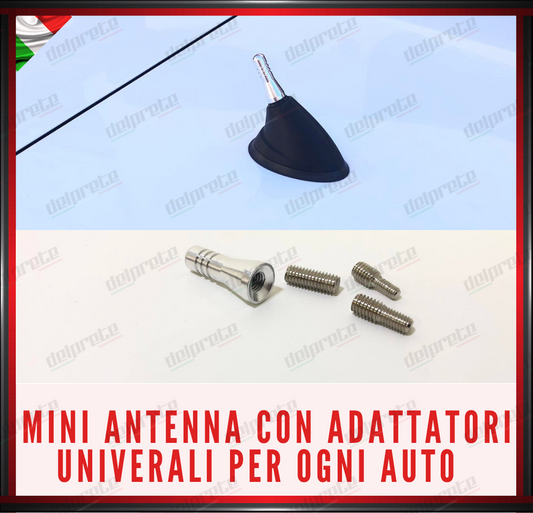 MINI ANTENNA AUTO CORTA RADIO FM UNIVERSALE COLORE GRIGIO IN ALLUMINIO TUNING