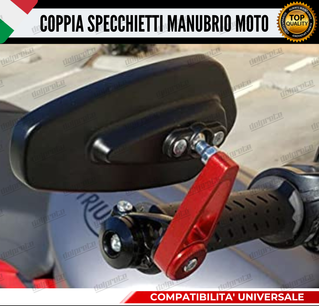 SPECCHIETTI RETROVISORI MANUBRIO COPPIA PER MOTO SCOOTER BAR END ROSSO CAFE RACER