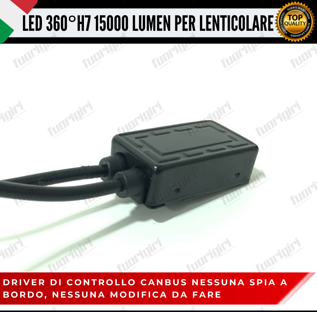 KIT FULL LED H7 360° GRADI 15000L CANBUS SPECIFICO PER FARI LENTICOLARI BIANCO