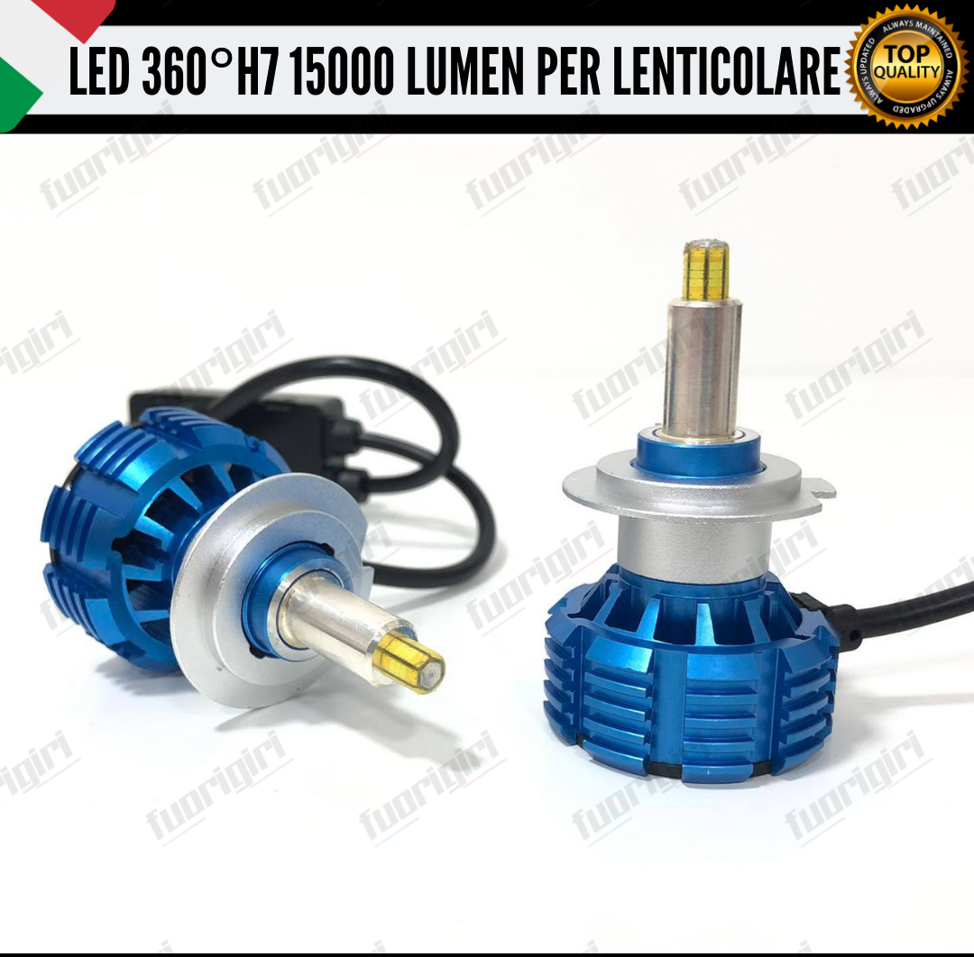 KIT FULL LED H7 360° GRADI 15000L CANBUS SPECIFICO PER FARI LENTICOLARI BIANCO