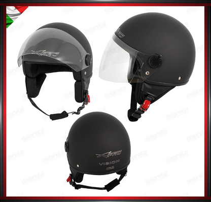 CASCO JET MOTO SCOOTER VISIERA LUNGA NERO OPACO OMOLOGATO ECE 22-05