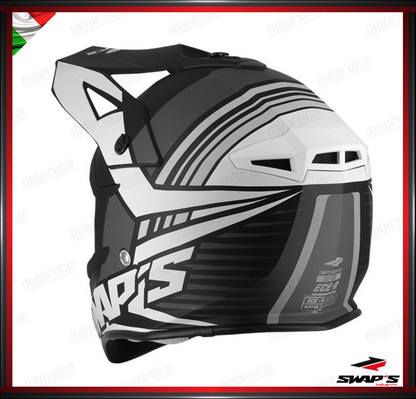 CASCO ENDURO CROSS - SWAPS BLUR S818 NERO BIANCO OPACO