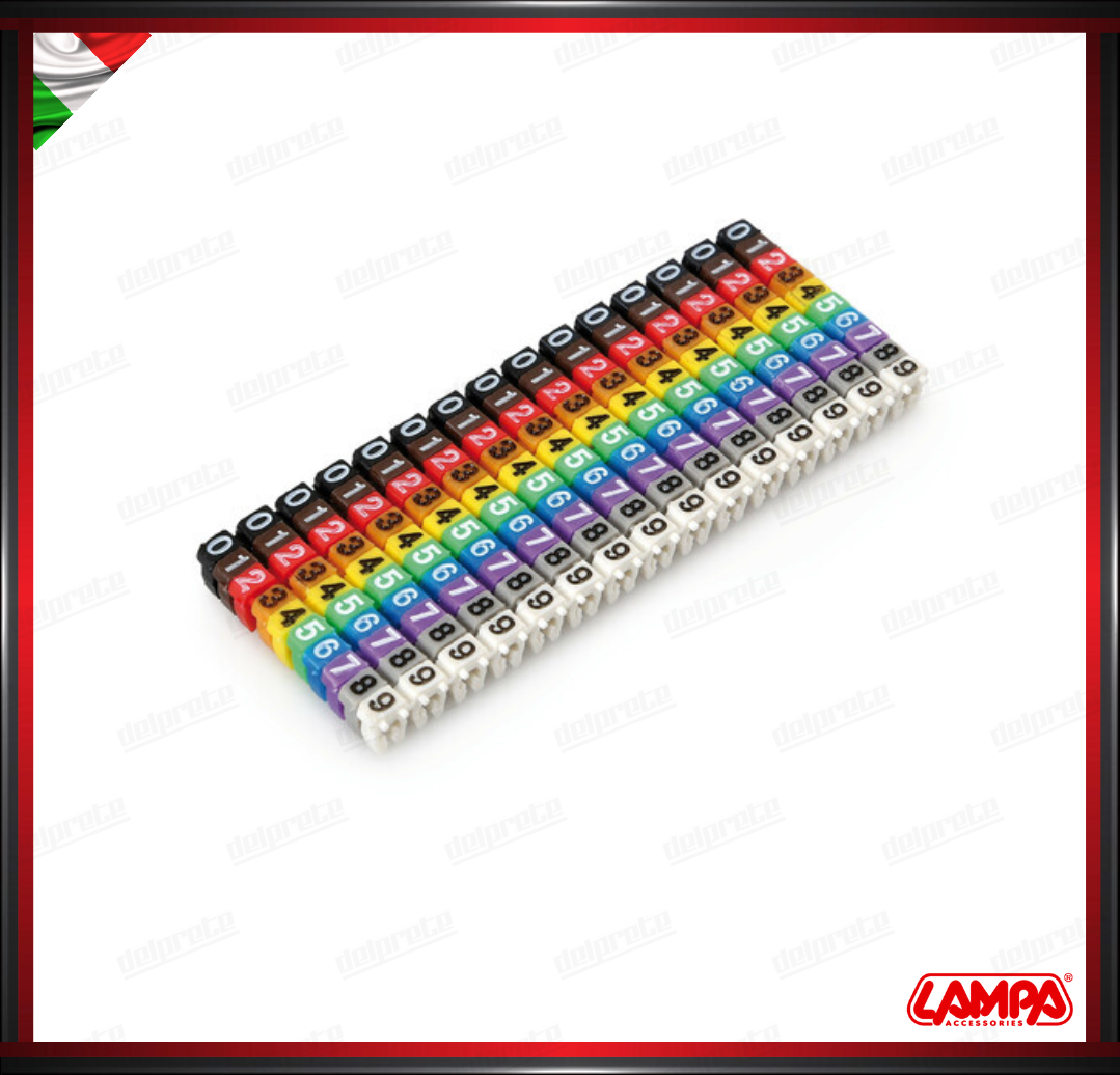 SET 100 PEZZI SEGNACAVI COLORATI LAMPA PER CAVI DA - 1,5 MM DIAMETRO 4MM