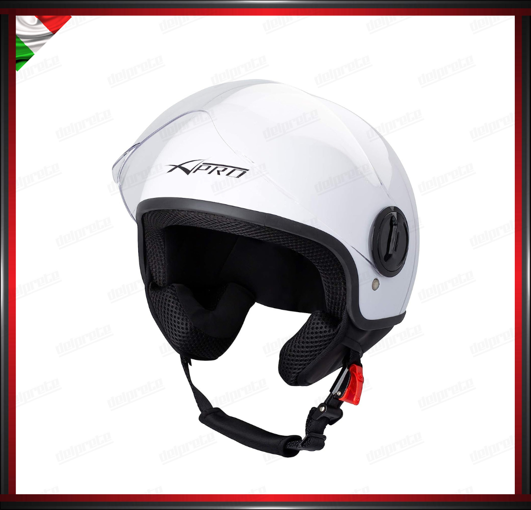 CASCO JET CITY MOTO SCOOTER BIANCO VISIERA SAGOMATA OMOLOGATO ECE 22-05