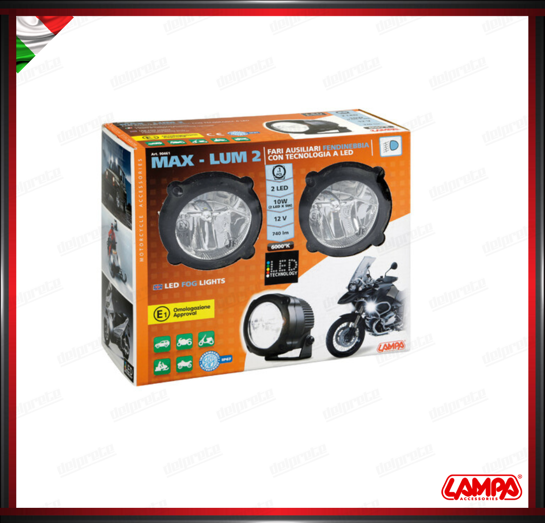 MAX LUM 2 COPPIA FARETTI AUSILIARI SUPPLEMENTARI LAMPA A LED 12V 6000K BIANCO