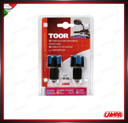 TOOR COPPIA CONTRAPPESI LAMPA MANUBRIO NERO BLU MOTO SCOOTER STABILIZZATORI BILANCIERI UNIVERSALI ALLUMINIO