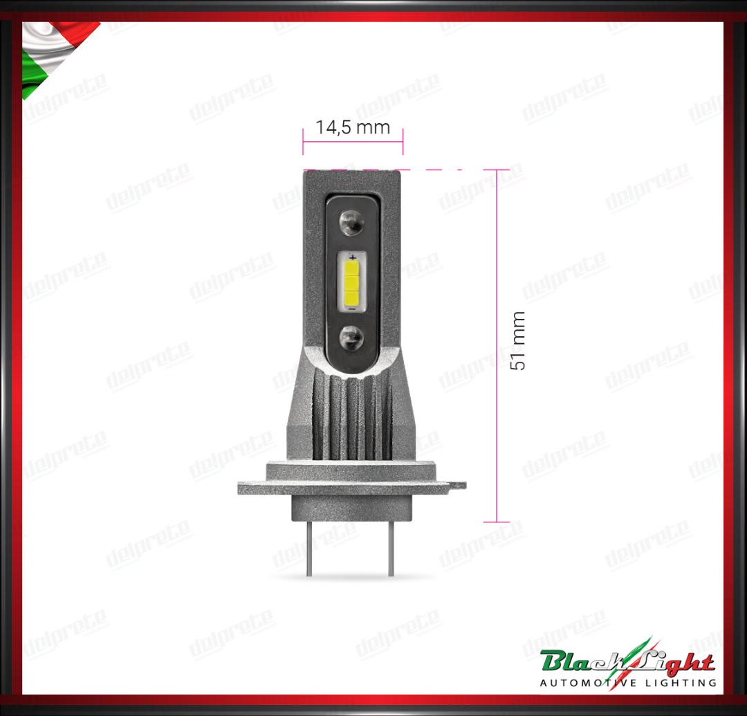 KIT LED H7 CORTA CHIP SEOUL SIRIUS 6000K 3400 LUMEN 12V AUTO MOTO - SERIE XL H7 SHORT