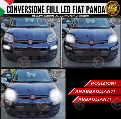 KIT CONVERSIONE FARI FULL LED 7200 LUMEN FIAT PANDA MK3 6000K CANBUS 3°SERIE