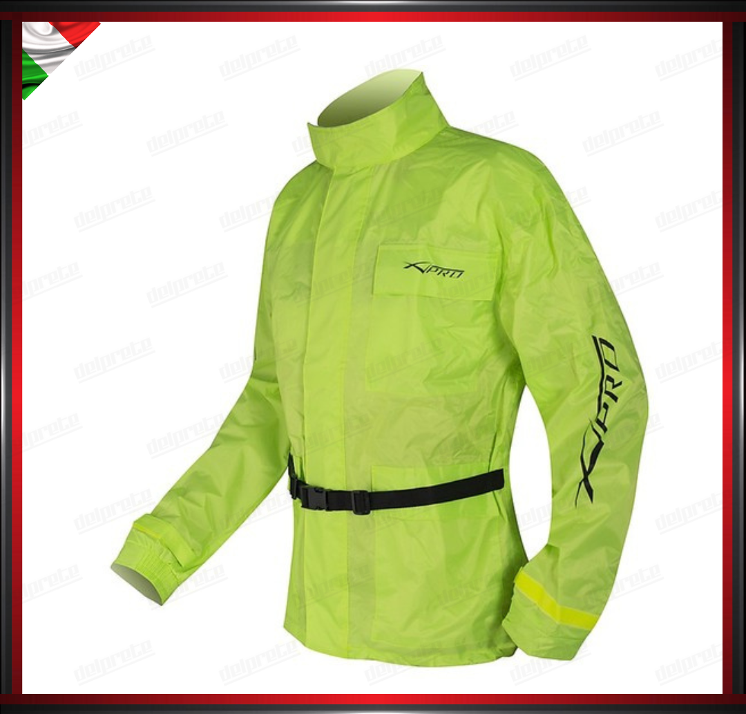 TUTA COMPLETA DIVISBIBILE ANTIPIOGGIA MOTO ANTIVENTO 100% IMPERMEABILE GIALLO FLUO ALTA VISIBILITA