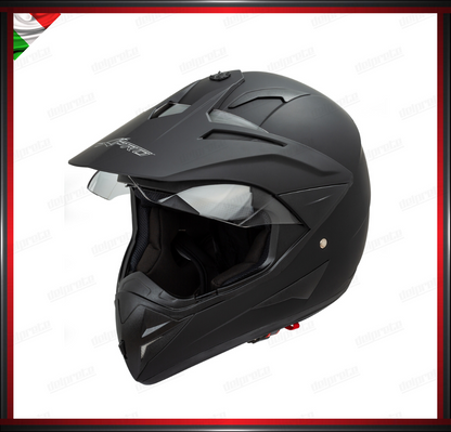 CASCO MOTO ENDURO CROSS NERO OPACO TRIAL ADVENTURE OFF ROAD OMOLOGATO ECE 22-05