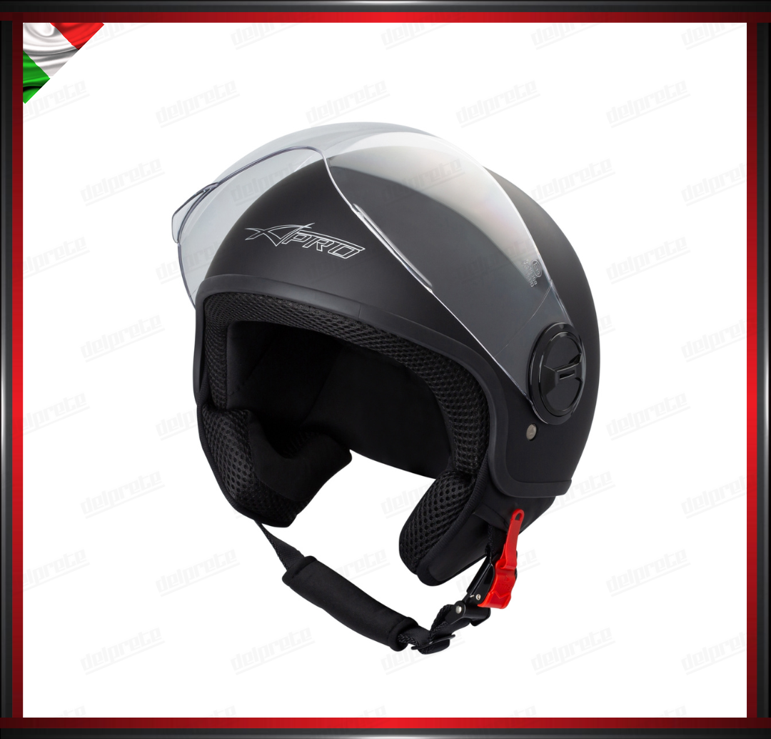 CASCO JET CITY MOTO SCOOTER NERO OPACO VISIERA SAGOMATA OMOLOGATO ECE 22-05