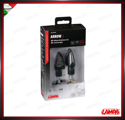 ARROW-2 LAMPA COPPIA INDICATORI DI DIREZIONE CARBON LOOK A LED FRECCE OMOLOGATE - 12V UNIVERSALI