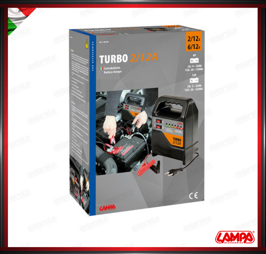 TURBO LAMPA 2/12 A CARICABATTERIA 6/12V CARICATORE BATTERIE AUTO MOTO CON MANTENIMENTO