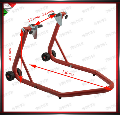 CAVALLETTO ALZA MOTO ANTERIORE FORCHETTE REGOLABILI SOLLEVATORE ROSSO