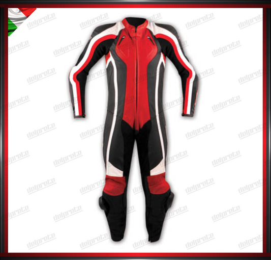 TUTA IN PELLE MOTO DIVISIBILE 2 PEZZI IN PELLE TRAFORATA PROTEZIONI CE ROSSO ROSSO