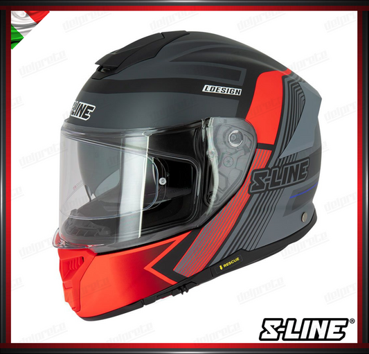 S-LINE - CASCO INTEGRALE S451 REVENGE FIBRA COMPOSITA - NERO ROSSO OPACO