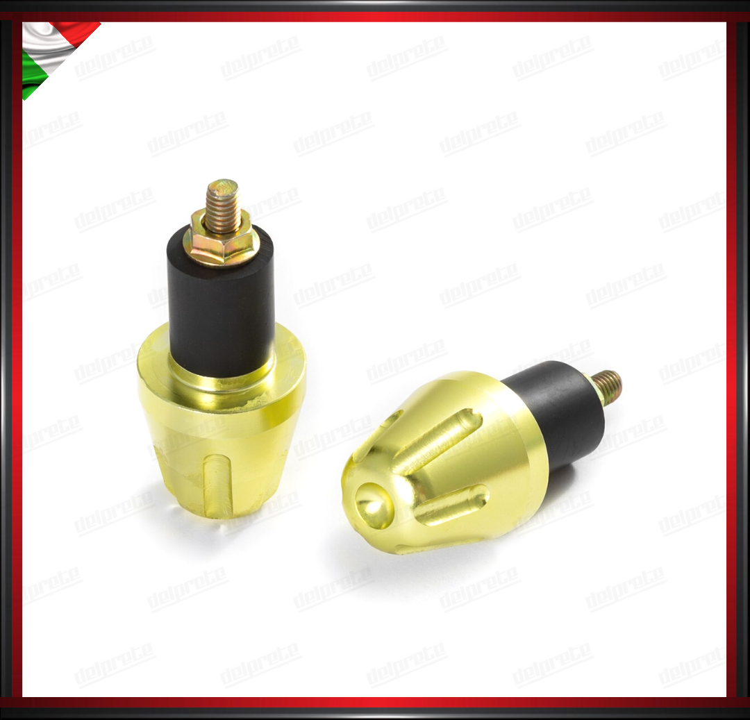 COPPIA CONTRAPPESI MANUBRIO 17MM ORO MOTO SCOOTER STABILIZZATORI BILANCIERI UNIVERSALI ALLUMINIO