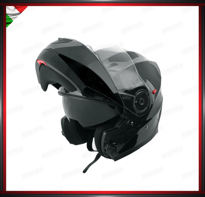 CASCO MODULARE MOTO DOPPIA VISIERA INTERNA PARASOLE NERO LUCIDO OMOLOGATO ECE 22-05