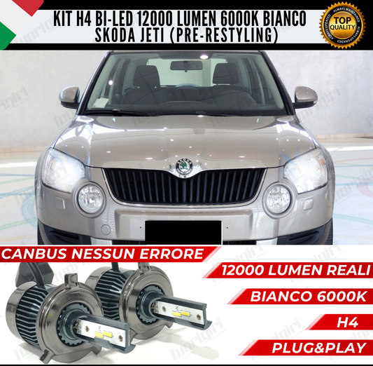 KIT LED H4 SKODA YETI 6000K CANBUS 12000 LUMEN BI-LED NO ERRORE (pre-restyling)