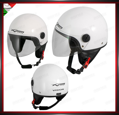 CASCO JET MOTO SCOOTER VISIERA LUNGA BIANCO LUCIDO OMOLOGATO ECE 22-05