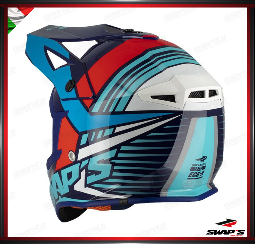 CASCO ENDURO CROSS - SWAPS BLUR S818 BLU ROSSO LUCIDO